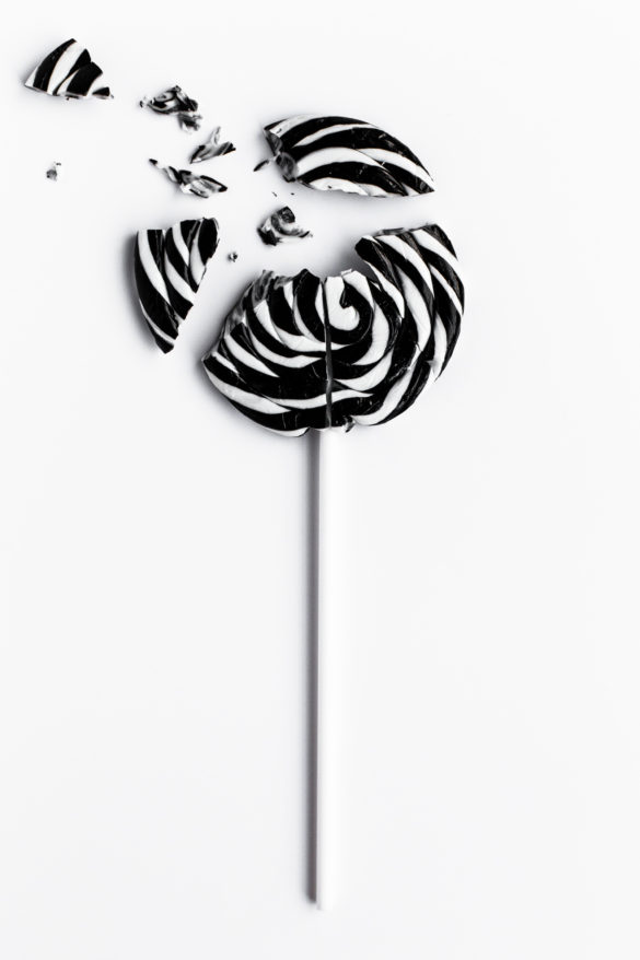 Black and white liquorice lollipop